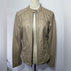 Express, tan faux leather jacket, L